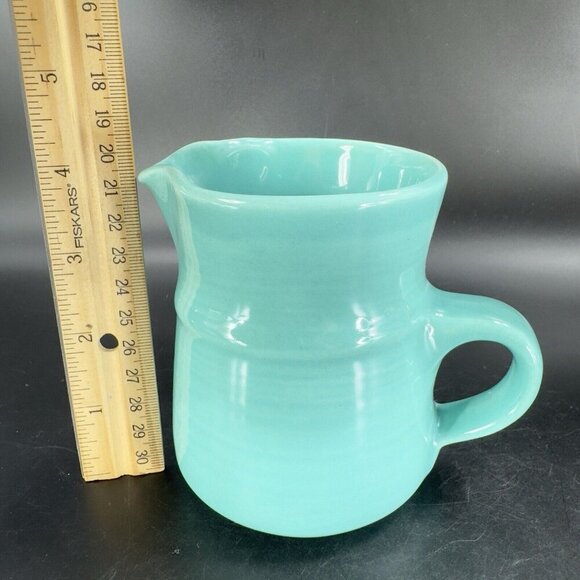 Metlox Poppytrail California Pottery Blue Green Turquoise Small Pitcher Carafe - Picture 2 of 11